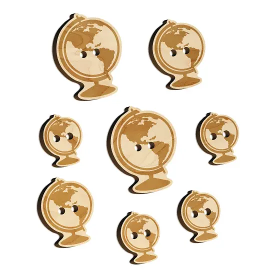 Explorer World Globe of Planet Earth Wood Buttons for Sewing Knitting Crochet DIY Craft {7}