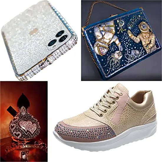 5400 Pieces Multicolor Rhinestones 12 Mixed Color Hotfix Rhinestones Flatback Gemstones and Crystals for Halloween Costume Accessories, Crafts with Tweezers and 2 Picking Pens {3}