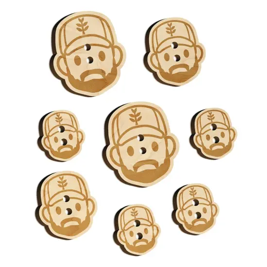 Occupation Farmer Cap Man Icon Wood Buttons for Sewing Knitting Crochet DIY Craft {7}