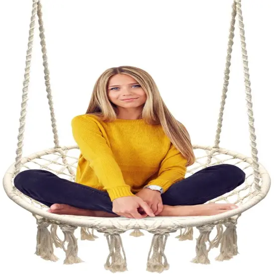 Sorbus Macrame Hanging Rope Chair {5}