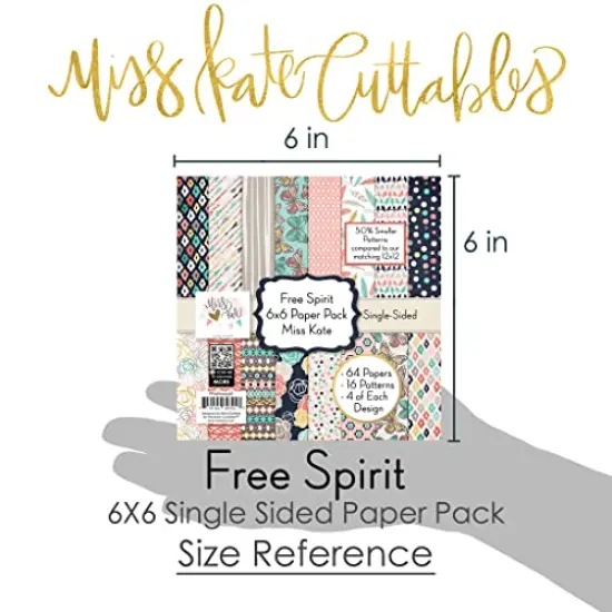 64 Sheets Pattern Paper Pack - Free Spirit - Card Making Scrapbook Specialty Paper Single-Sided 6"x6" Collection Includes - by Miss Kate Cuttables {6}