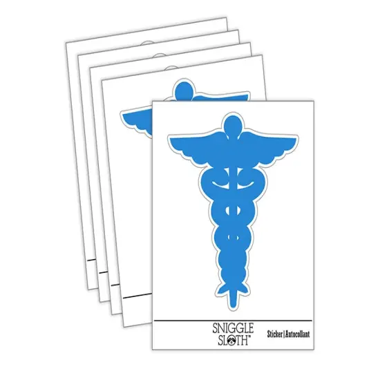 Staff of Hermes Silhouette Caduceus Medical Symbol Vinyl Phone Tablet Laptop Water Bottle Sticker Set - 5 Pack {1}