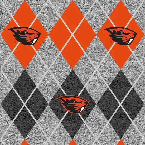 Sykel Enterprises-Oregon State University Fleece Fabric-Oregon State Beavers Heather Argyle Fleece Blanket Fabric-Sold by the yard {1}
