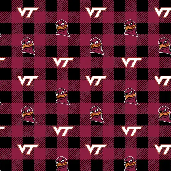 Sykel Enterprises-Virginia Tech Fleece Fabric-Virginia Tech Hokies Buffalo Plaid Fleece Blanket Fabric-Sold by the yard {1}