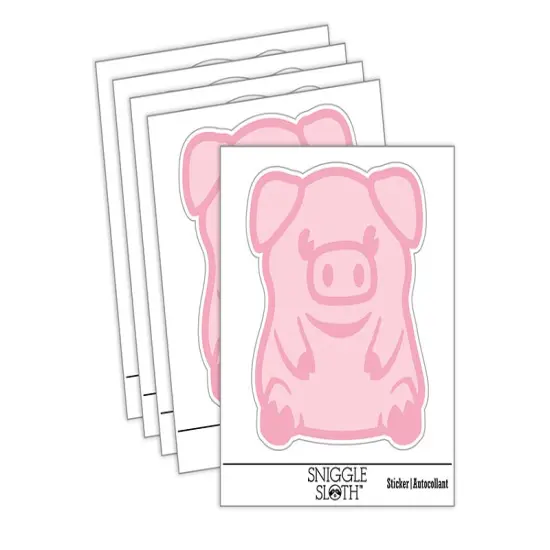 Cute Little Pig Sitting Waterproof Vinyl Phone Tablet Laptop Water Bottle Sticker Set - 5 Pack {1}