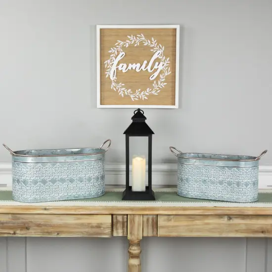 Northlight Metal Storage Bins with Handles - 19.25" - Set of 2 Gray {3}