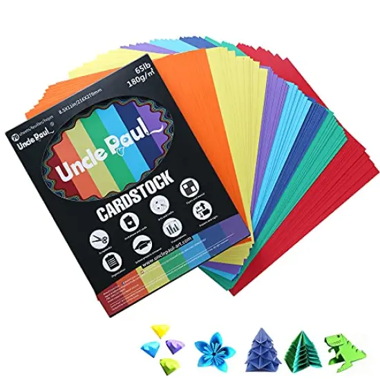 Colored Cardstock - 8.5 x 11 inch / 70 Sheets / 7 Colors Paper 65Ib 180g UAP01 {1}