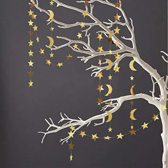 Gold Star Moon Garland Hanging Garands Streamers Banner Backdrop for Twinkle Little Star Party Decoration First Birthday/Baby Shower/Wedding//Kids Room/Nursery/Ramadan EID/Graduation Decor {4}