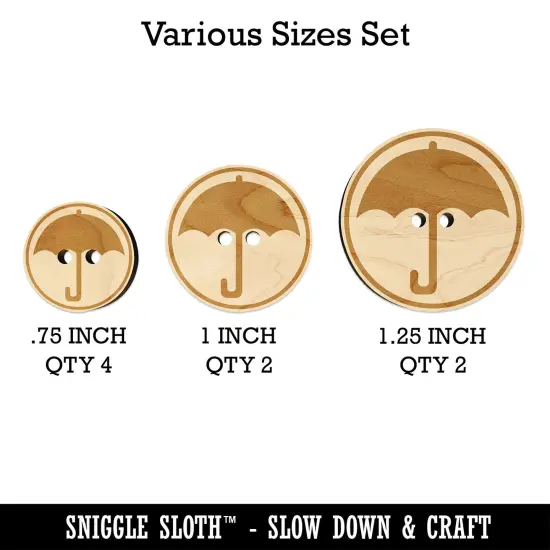 Umbrella Keep Dry Icon Wood Buttons for Sewing Knitting Crochet DIY Craft {1}