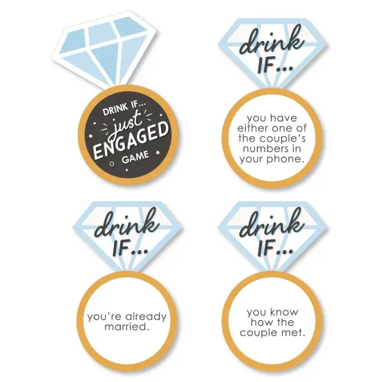 Big Dot of Happiness Drink If Game - Just Engaged - Black and White - Engagement Party Game - 24 Count {1}