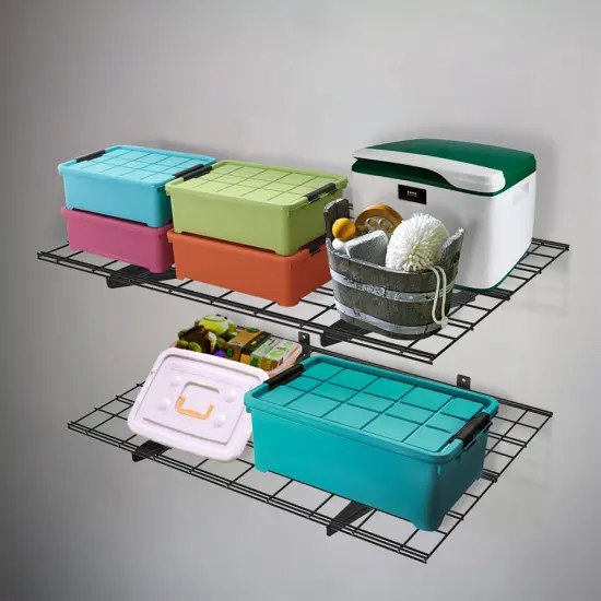 Wall Shelf Garage Storage Wall Mounted Floating Rack. Black {2}