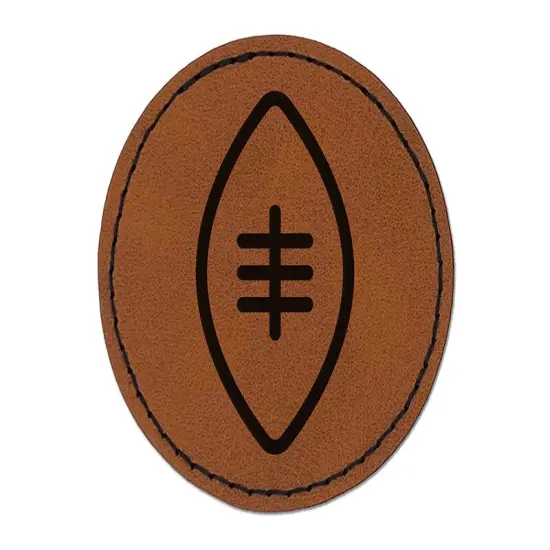 Football Icon Round Iron-On Engraved Faux Leather Patch Applique - 2.5" Brown {1}