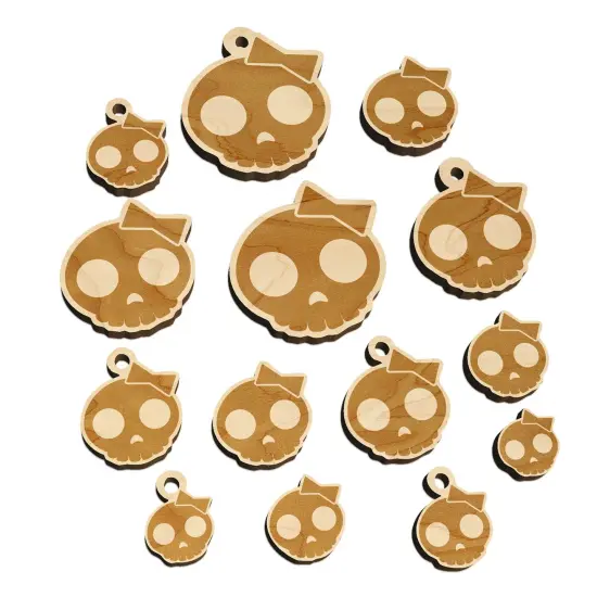 Sassy Skull with Hairbow Mini Wood Shape Charms Jewelry DIY Craft {7}