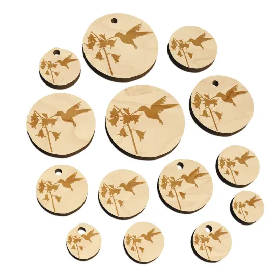 Hummingbird and Flower Mini Wood Shape Charms Jewelry DIY Craft {7}
