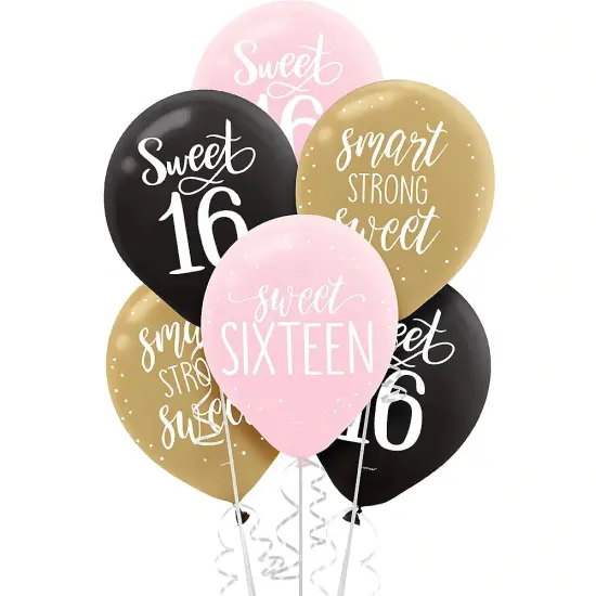 Blush Sweet Sixteen Latex Balloons, 15pcs {1}