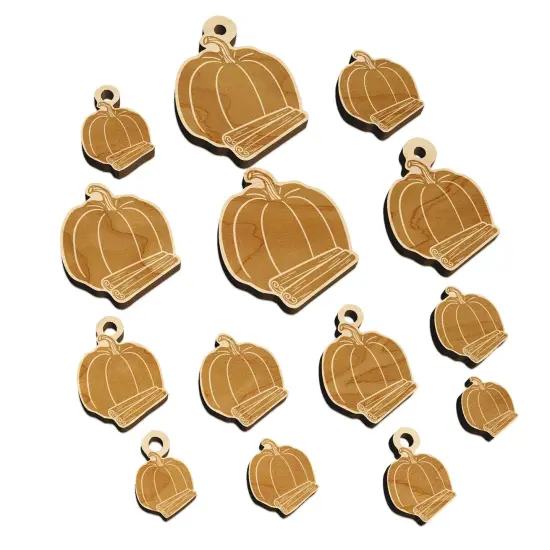 Pumpkin Spice Drawing Mini Wood Shape Charms Jewelry DIY Craft {7}
