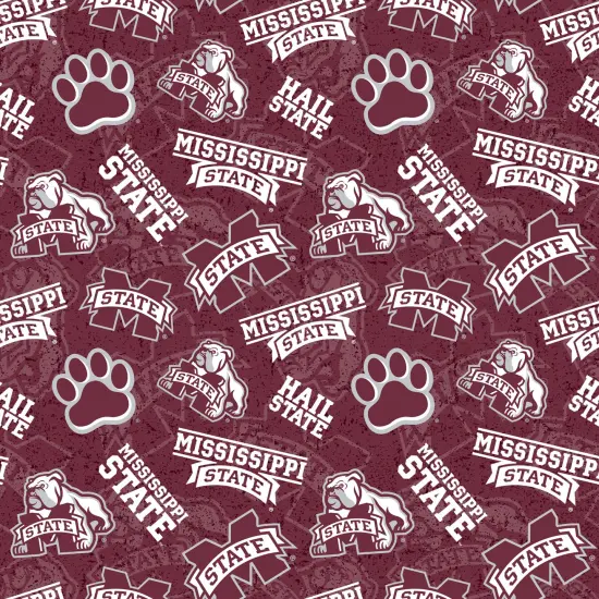 Sykel Enterprises-Mississippi State University Cotton Fabric-Mississippi State Bulldogs Tone On Tone Cotton Quilting Fabric {1}