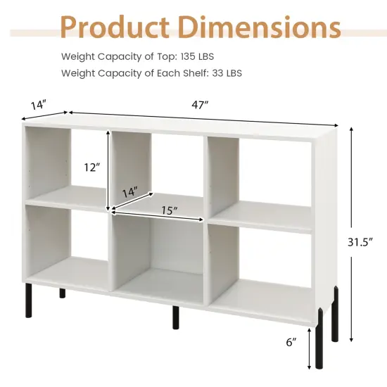 Costway 6 Cube Storage Shelf Organizer Bookcase Square Cubby Cabinet Bedroom Black/White {3}