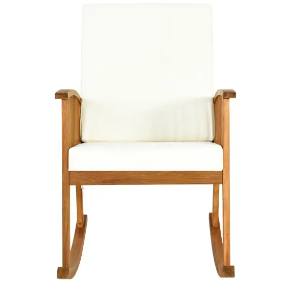 Costway Acacia Wood Rocking Chair Patio Garden Lawn W/ Cushion {4}