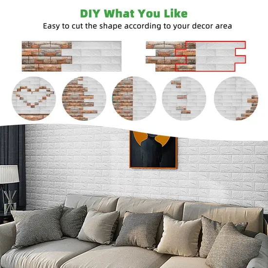 Self-Adhesive 3D Foam Stone Bricks or Wood Grain Wall Panels {3}