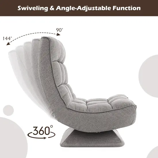 5-Level Adjustable 360&deg; Swivel Floor Chair with Massage Pillow Grey {6}