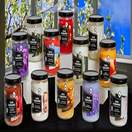 2 Pieces Vanilla Two Pack Odor Eliminating Highly Fragranced Candle - Eliminates 95% of Pet, Smoke, Food, and Other Smells Quickly - Up to 80 Hour Burn time - 12 Ounce Premium Soy Blend {4}