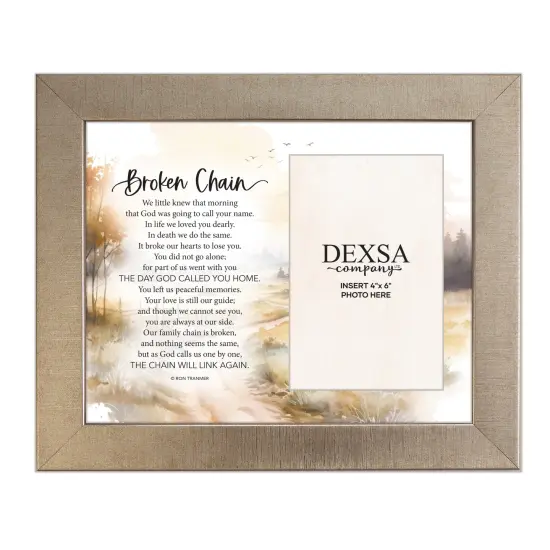 Broken Chain Bereavement Photo Frame Wood Plaque with Easel and Hook Wall Tabletop Art - 10 inches x 12 inches - Hold 4x6 Photo {1}