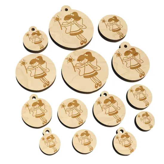 Sweet Fairy with Wand Mini Wood Shape Charms Jewelry DIY Craft {7}