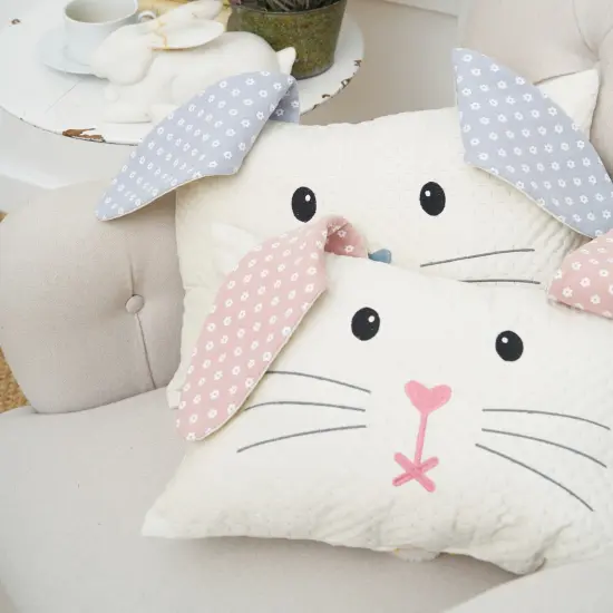 Girl Easter Bunny w/ Flap Ears Decorative Accent Pillow, 13" x 18" {4}