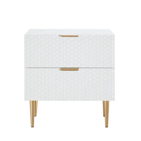 Zeynep Side Table/Nightstand White/Gold {2}
