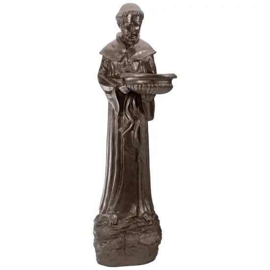 Northlight St. Francis of Assisi Bird Feeder Outdoor Garden Statue - 23.5" - Bronze Brown {1}