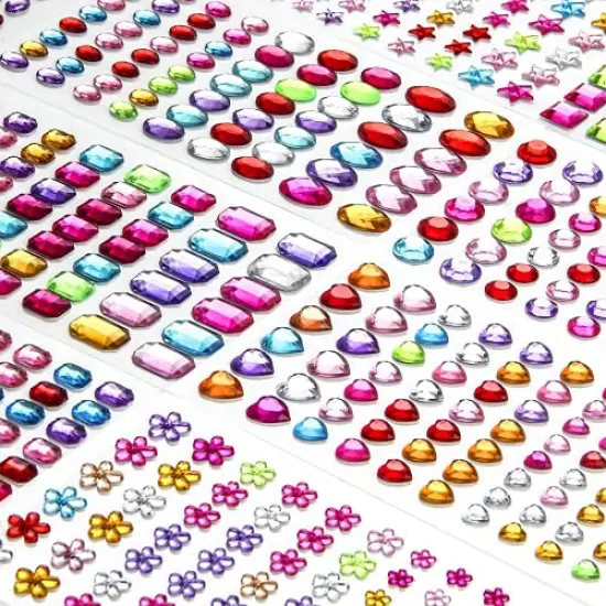 1200 Pieces Self Adhesive Gems Stickers,14 Sheets Rhinestone Stickers for DIY Craft,8 Shapes Sparkle Jewels for Nail Body Makeup Festival {2}