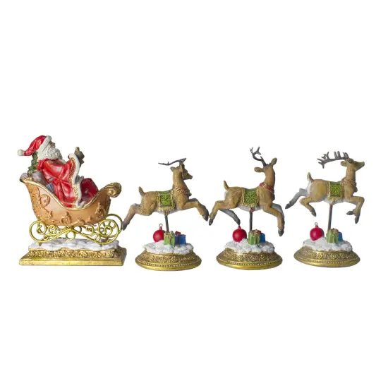 Northlight Santa and Reindeer Christmas Stocking Holders - 9.5" - Set of 4 Gold {5}