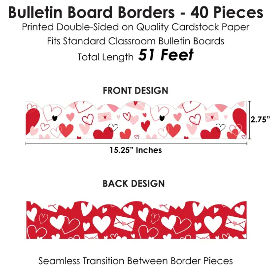 Big Dot of Happiness Valentine's Day Hearts - Scalloped Classroom Decor - Bulletin Board Borders - 51 Feet {4}