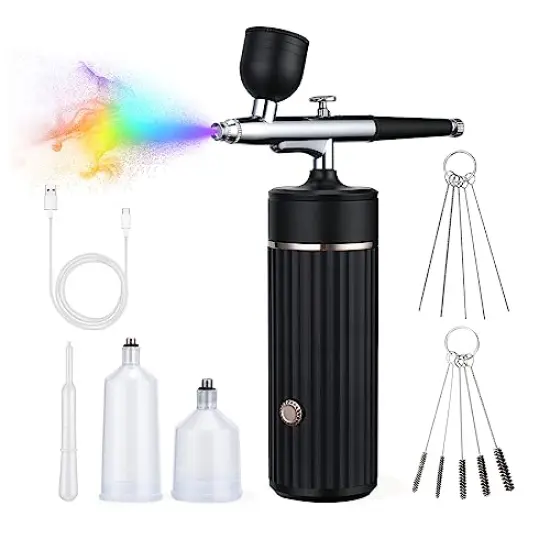 Airbrush Kit Cordless Rechargeable Airbrush Compressor 20-27PCI for Art Painting,Cake Airbrush Decorating, Crafts, Model Painting, Air Brush Painting, Nail Airbrush Machine {3}