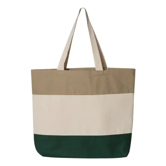 Q-Tees&reg; Tri-Color Tote Forest/ khaki {1}