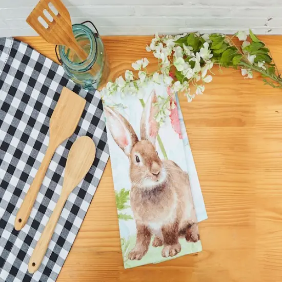 Sitting Easter Bunny Rabbit Spring Printed Flour Sack Kitchen Dishtowel {4}