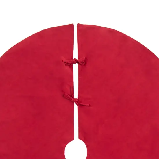 "Ho Ho Ho" Embroidered 100% Polyester Embellished Red Christmas Tree Skirt 50" {3}