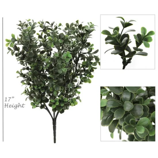 Set of 6: Artificial Boxwood Bush | 17-Inch | Indoor/Outdoor Use | Faux Greenery | Patio & Garden | Home & Office Decor, Floral Home by Artificial Flowers {3}