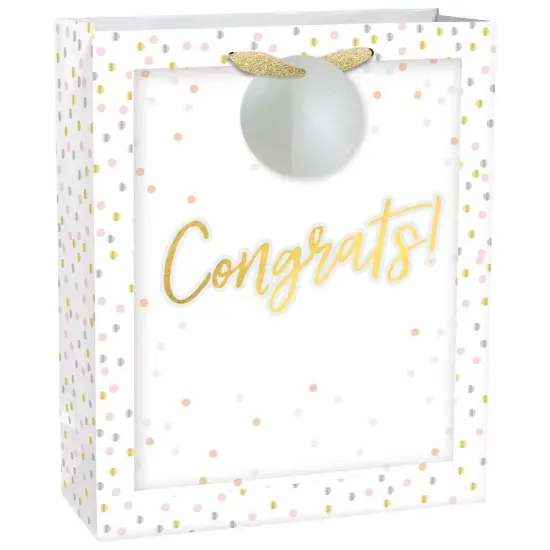 Confetti Congrats 13" x 10.5" x 5" Gift Bag w/ Tag, 1ct {1}