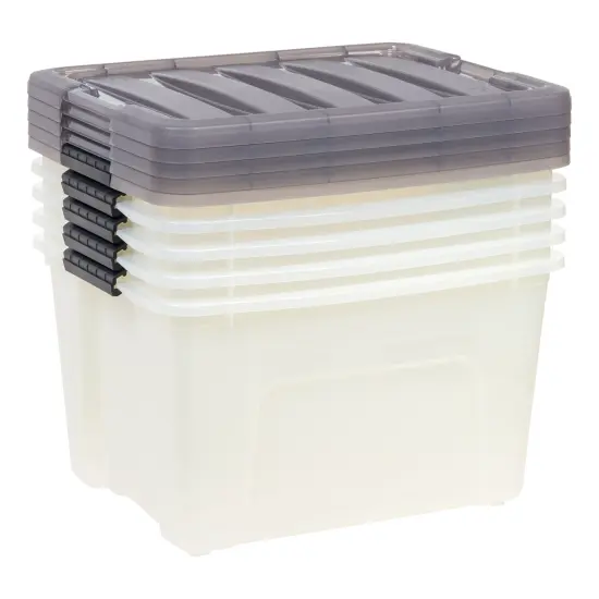 IRIS USA 40 Quart Stack & Pull Clear storage Box, Gray, 5 Pack {3}