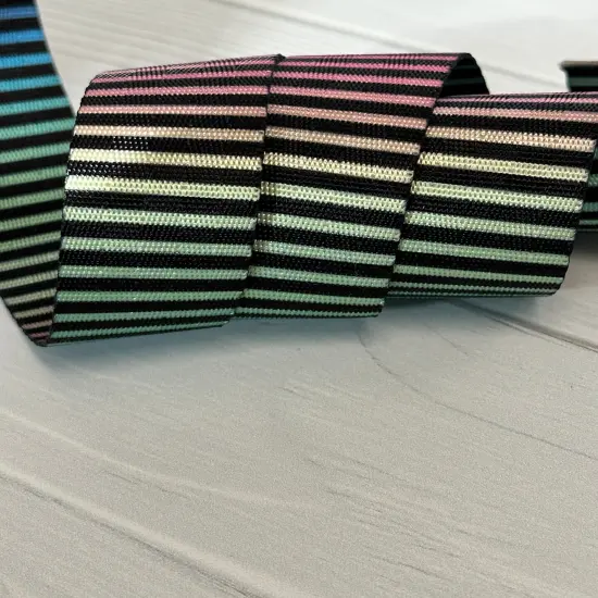 Pastel Horizontal rainbow stripe 1&rdquo; Seatbelt Webbing {3}