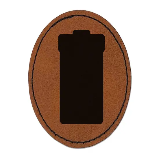 Garbage Trash Can Solid Round Iron-On Engraved Faux Leather Patch Applique - 2.5" Brown {1}