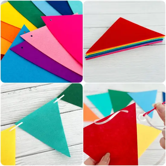 Wrapables Felt Multicolor Rainbow Pennant Banner for Birthday Parties, Baby Showers, Nurseries (Set of 3) {3}