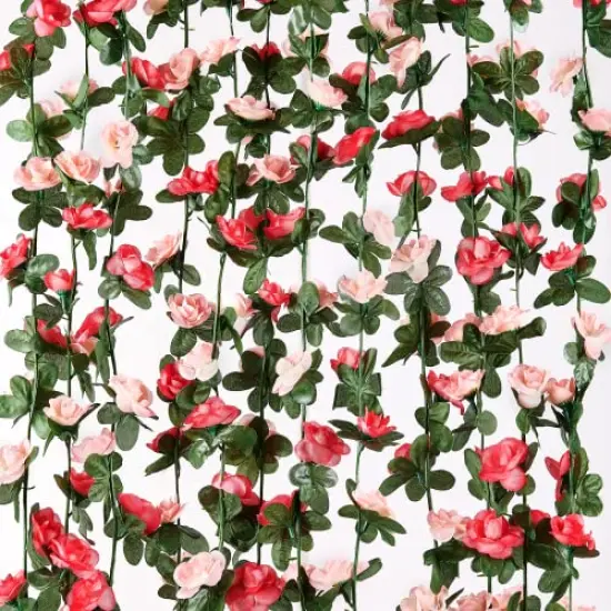 Flower Garland Rose Vines, 5 Strands 41Ft Flowers Vines for Bedroom, Rose Flower Garland Decoration, Pink Rose Floral Garland for Room Table Birthday Wedding Party Garden Wall Decor {3}