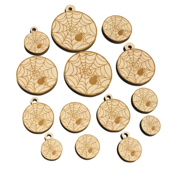 Creepy Spider in Spiderweb Mini Wood Shape Charms Jewelry DIY Craft {7}