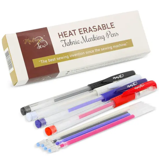 Heat Erasable Fabric Marking Pens | Quilting, Sewing, Crafts and Dressmaking I 4 Assorted Colors with 4 Refills {1}