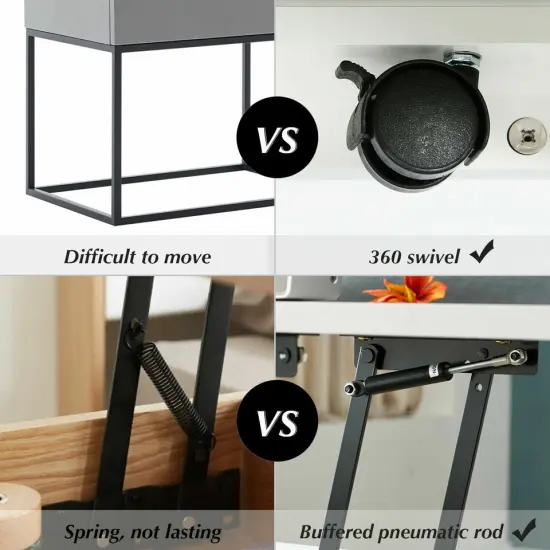 Wood Sofa End Side Bedside Table Nightstand Storage Shelf Lift Drawer {4}