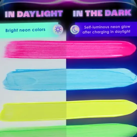 8 Pieces Glow-in-The-Dark Paint, Multi-Surface Acrylic Paints for Outdoor and Indoor Use on Canvas & Walls, Halloween Decorate, Gifts for Artists, Phosphorescent, Stocking Stuffers for Boys and Girls {4}