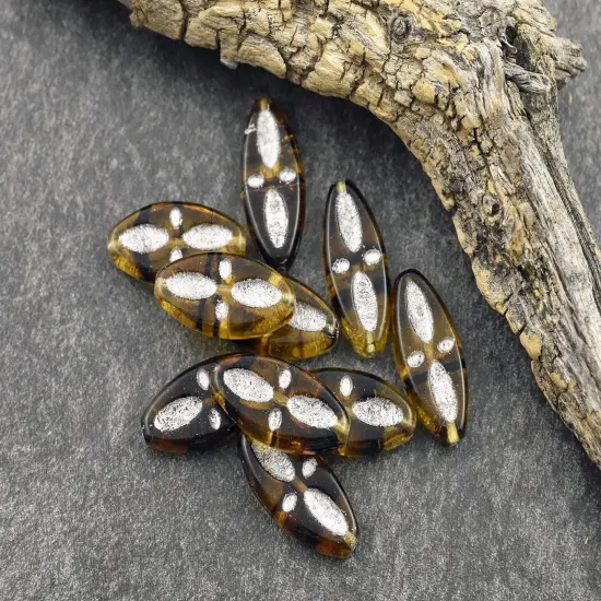 *10* 20x9mm Silver Washed Root Beer Topaz Marquise Oval Beads {2}